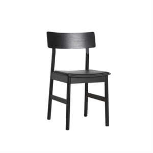 Woud Pause Dining Table Chair 2.0 Black Ash M. Black Leather Seat