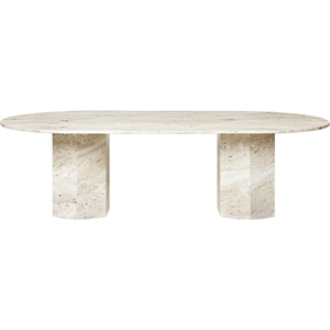 Gubi Epic Dining Table Elliptical White Travertine