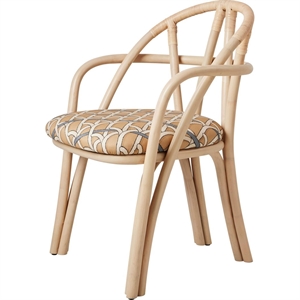 Gubi Bistra Dining Chair With Armrests Natural Lacquered Rattan/Reales Limonta 002
