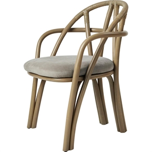 Gubi Bistra Dining Chair With Armrests Olive Stained Rattan/Fustagno Limonta 003