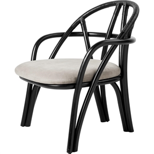 Gubi Bistra Armchair Ebony Painted Rattan/Fustagno Limonta 001