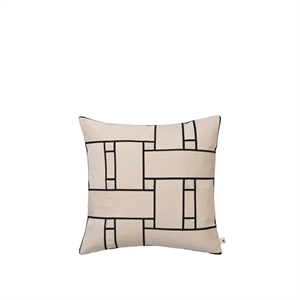 Ferm Living Lattice Offset Cushion Cover Off White/ Black