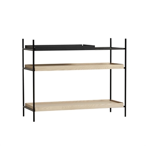 Woud Tray Style 3 Shelf Low Oak/ Black