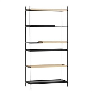 Woud Tray Style 10 Shelf High Oak/ Black