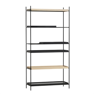 Woud Tray Style 11 Shelf High Oak/ Black