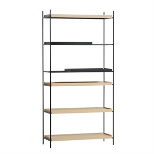 Woud Tray Style 16 Shelf High Oak/ Black