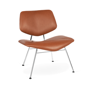 VERMUND VL135 Lounge Chair Sierra Cognac Leather/ Chrome Frame