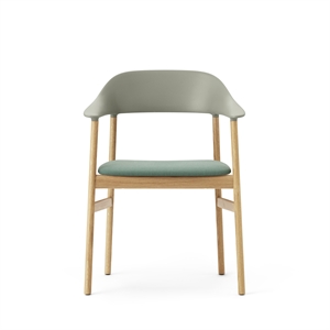 Normann Copenhagen Herit Dining Table Chair M. Armrest Upholstered Oak/Dusty Green