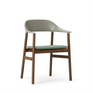 Normann Copenhagen Herit Dining Table Chair M. Armrests Upholstered Smoked Oak/Dusty Green
