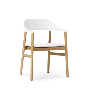 Normann Copenhagen Herit Dining Table Chair M. Armrests Leather Upholstered Oak/White