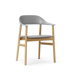 Normann Copenhagen Herit Dining Table Chair M. Armrests Leather Upholstered Oak/Gray