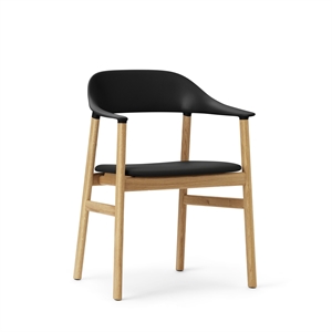 Normann Copenhagen Herit Dining Table Chair M. Armrests Leather Upholstered Oak/Black