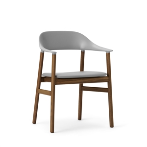 Normann Copenhagen Herit Dining Table Chair M. Armrests Leather Upholstered Smoked Oak/Gray