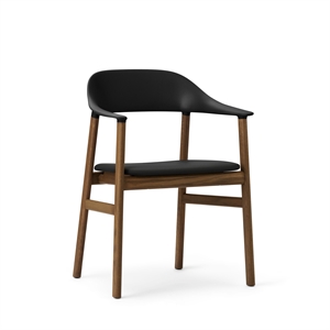 Normann Copenhagen Herit Dining Table Chair M. Armrests Leather Upholstered Smoked Oak/Black