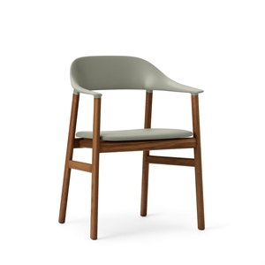 Normann Copenhagen Herit Dining Table Chair M. Armrests Leather Upholstered Smoked Oak/Dusty Green