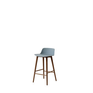 &Tradition Rely HW118 Bar Stool Low Back Lacquered Walnut/ Light Blue