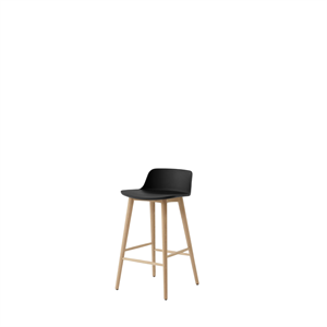 &Tradition Rely HW118 Bar Stool Low Back Lacquered Oak/ Black