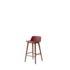 &Tradition Rely HW118 Bar Stool Low Back Lacquered Walnut/ Maroon