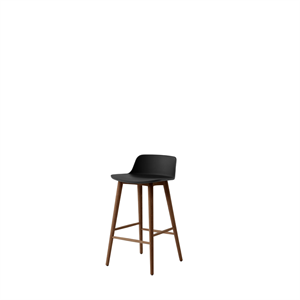&Tradition Rely HW118 Bar Stool Low Back Lacquered Walnut/ Black