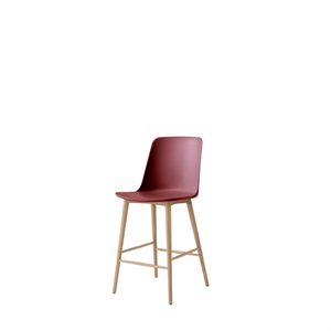 &Tradition Rely HW128 Bar Stool High Back Lacquered Oak/ Maroon
