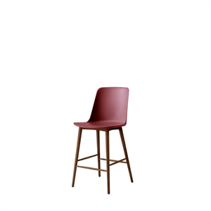 &Tradition Rely HW128 Bar Stool High Back Lacquered Walnut/ Maroon