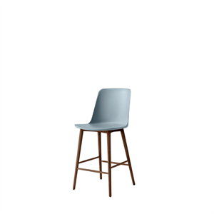 &Tradition Rely HW128 Bar Stool High Back Lacquered Walnut/ Light Blue