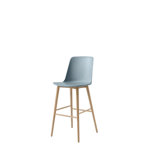 &Tradition Rely HW133 Bar Stool High Back Lacquered Oak/ Light Blue
