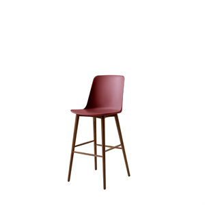 &Tradition Rely HW133 Bar Stool High Back Lacquered Walnut/ Maroon