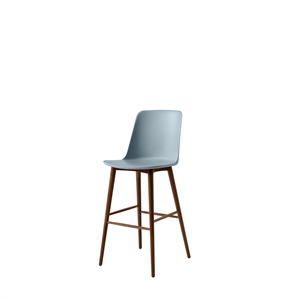 &Tradition Rely HW133 Bar Stool High Back Lacquered Walnut/ Light Blue