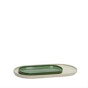 Hübsch Amare Serving Dishes Set of 2 Sand/ Green