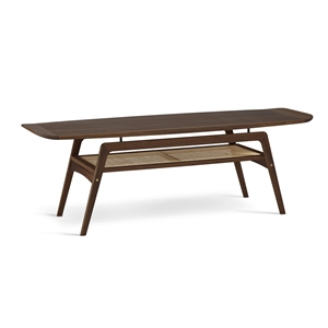 Warm Nordic Surfboard Coffee Table Walnut with Shelf