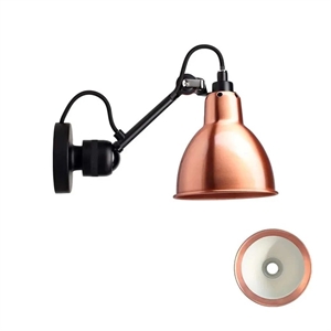 DCW Lampe Gras N304 Wall Lamp Matt Black and White/ Copper With Cord