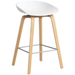 HAY AAS32 Bar Stool H65 Oak/Stainless Steel/ White