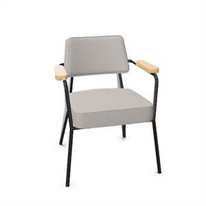 Vitra Fauteuil Dining Chair Twill Light Grey/Natural Oak/Deep Black
