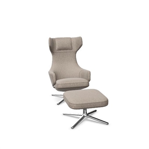 Vitra Grand Repos Armchair With Ottoman Cosy 2 Fossil/ Chrome