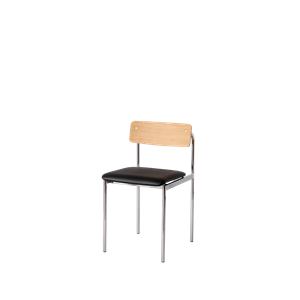 Moebe Offset Dining Chair Upholstered Chrome/ Oiled Oak/Black