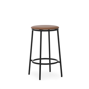 Normann Copenhagen Circa Bar Stool H65 Leather Upholstered Black/ Brandy Leather 41574