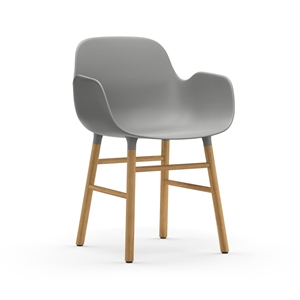 Normann Copenhagen Form Dining Chair with Armrests Gray/ Oak