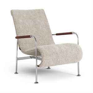 Swedese Serpentine Armchair Chrome/Sheepskin Moonlight/Cognac 8632