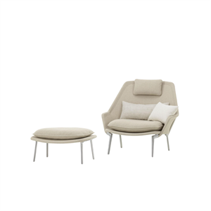 Vitra Slow Armchair & Ottoman Beige/ Cream/ Chrome