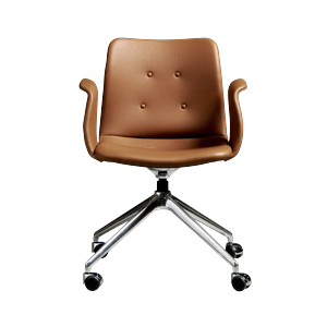 Bent Hansen Primum 4-Star Dining Chair With Wheels Polished Steel/Zenso 3 223