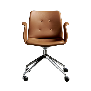 Bent Hansen Primum 4-Star Dining Chair With Swivel & Wheels Polished Steel/Zenso 3 223
