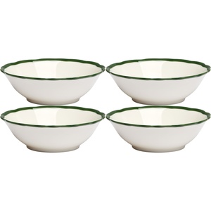 Decotique Fleur Bowl 15 cm Set of 4 White/ Dark Green