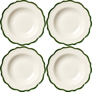 Decotique Fleur Bowl 23 cm Set of 4 White/ Dark Green
