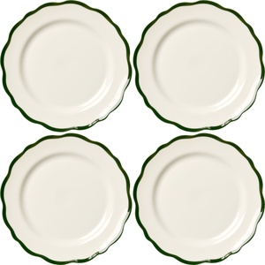 Decotique Fleur Side Plate 21 cm Set of 4 White/ Dark Green