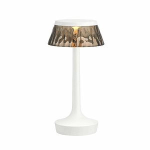 Flos Bon Jour Unplugged Table Lamp White Frame and Smoke-coloured Shade