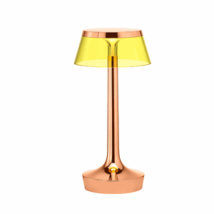 Flos Bon Jour Unplugged Table Lamp Copper Frame and yellow shade
