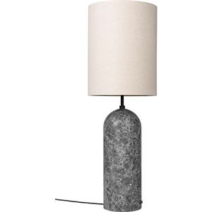 GUBI Gravity Floor Lamp Gray Marble and Canvas Shade XL High