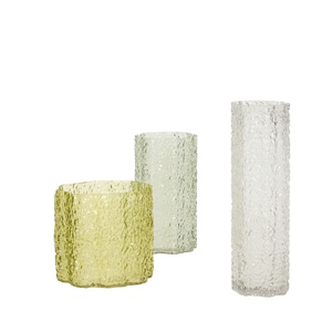 Hübsch Triple Vase Set of 3 Clear/ Dark Green/ Light Green