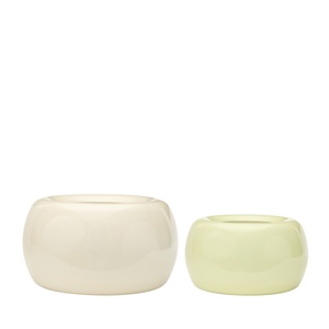 Hübsch Maru Jar Set of 2 Beige/ Light Green